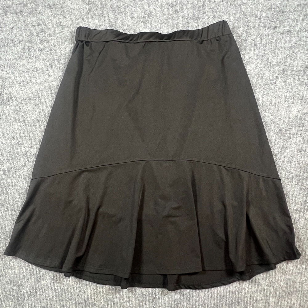Signature Collection Fit & Flare Skirt Womens XL Black Stretch Elastic Waistband